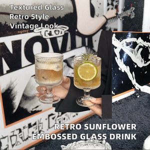 Mug en verre transparent <span class=keywords><strong>de</strong></span> 180 ml pour café, bière, <span class=keywords><strong>vin</strong></span>, motif classique <span class=keywords><strong>de</strong></span> tournesol en relief, passe au lave-vaisselle et au micro-ondes, réutilisable pour les fêtes, la maison, l'hôtel - Product Image 3