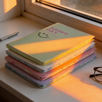 Cuaderno con Cubierta Suave de PVC Happy Smile, Encuadernado con Pegamento, B5 A5, 80 Hojas Rayadas, Logotipo Personalizado, Estampado en Color Plateado para Compras al por Mayor para Escuelas