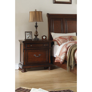 DB Cherry Finish 1PC Mesita de noche con espacio de almacenamiento Mesita de noche tradicional formal en chapa de madera contrachapada Muebles de dormitorio - Product Image 6