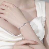Bracelet minimaliste en argent sterling S925 certifié GRA, serti de six griffes en forme de cœur, coupe ronde, 0,5 CT*3 Moissanite, pour femmes
