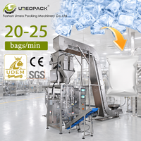 Machine de remplissage, scellage et emballage verticale pour glace en tube, glace en bloc, glace en pépites, glace en croissant et glace en flocons, avec fonctions de pesage et de conditionnement multi-têtes