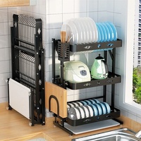 Égouttoir à vaisselle pliable mural/de comptoir en acier inoxydable avec bac de récupération des eaux, organisateur d'accessoires de cuisine
