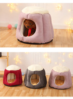 Fabricant professionnel, usine de fabrication, maison pour animaux de compagnie en peluche chaude, motif uni, pliable, lit pour animaux de compagnie doux et respirant, toutes saisons, pour chiens et chats