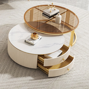 Hanyee 2023, venta al por mayor, diseño de muebles, mesas de centro de cristal modernas, Metal personalizado de juegos de estilo de acero inoxidable, embalaje de vida - Product Image 2