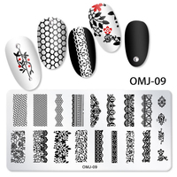 Art des ongles timbre estampage Image plaque en acier inoxydable modèle d'ongle manucure pochoir outils imprimé plaque en acier modèle carré