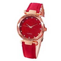 Montre à Quartz Tendance pour Femme, Bracelet en Cuir Nubuck, Cadran Strass Argent Rose Simple, Populaire pour le Commerce International, Tenue Décontractée Deux Pièces