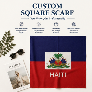 Custom OEM ODM Square Scarf National Flag Design 100% Cotton Bandana <b>Personalized</b> Flag Head Scarf for Wholesale - Product Image 1