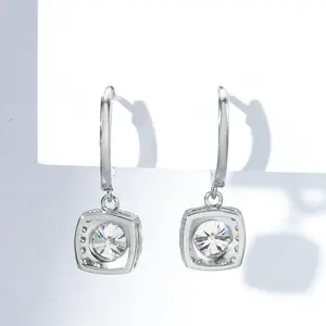 0.5CT DEF VVS Luxury Women Fine Gemstone Jewelry Silver 925 Sterling Gold Plated Earrings Drop Hoop Moissanite Earrings