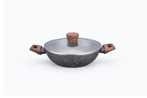 Ensemble de poêles classiques en aluminium gris antiadhésives, saines et sûres, compatibles avec les plaques à induction, logo personnalisé, matériau en granit pour la cuisine à domicile - Product Image 3