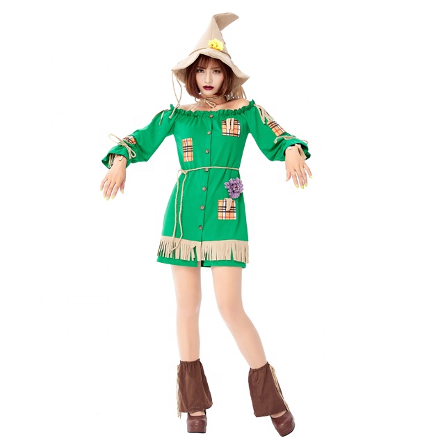 Costume di Halloween delle donne adulte del vestito dal mago dello spaventapasseri Sexy di Oz