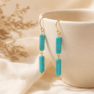 Orecchini pendenti geometrici bohémien blu e verdi da donna, gioielli leggeri alla moda - Product Image 6