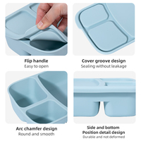 Boîte à lunch en silicone réutilisable 3 compartiments portable de qualité alimentaire pour enfants Bento Durable étanche pour la cuisine
