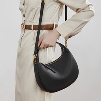 Sac à bandoulière demi-lune décontracté en cuir véritable pour femme, avec fermeture éclair, dernières tendances, vente en gros