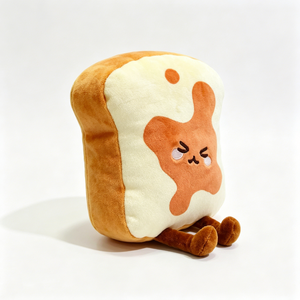 Customized Embroidered Stress Relief <b>Plush</b> Pillow with Grumpy Peanut <b>Butter</b> Bear Shape Cartoon Style - Product Image 1