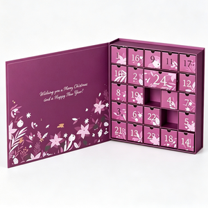 Wholesale 24 Drawer Purple Book Shaped Drawer <b>Box</b> Rigid Cardboard <b>Empty</b> Mystery Blind <b>Box</b> for Jewelry and Surprise <b>Gift</b> <b>Box</b> - Product Image 1