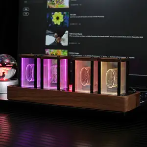 Relógio digital LED Despertador digital RGB Novidade digital Relógio de mesa retrô eletrônico com tubo luminoso