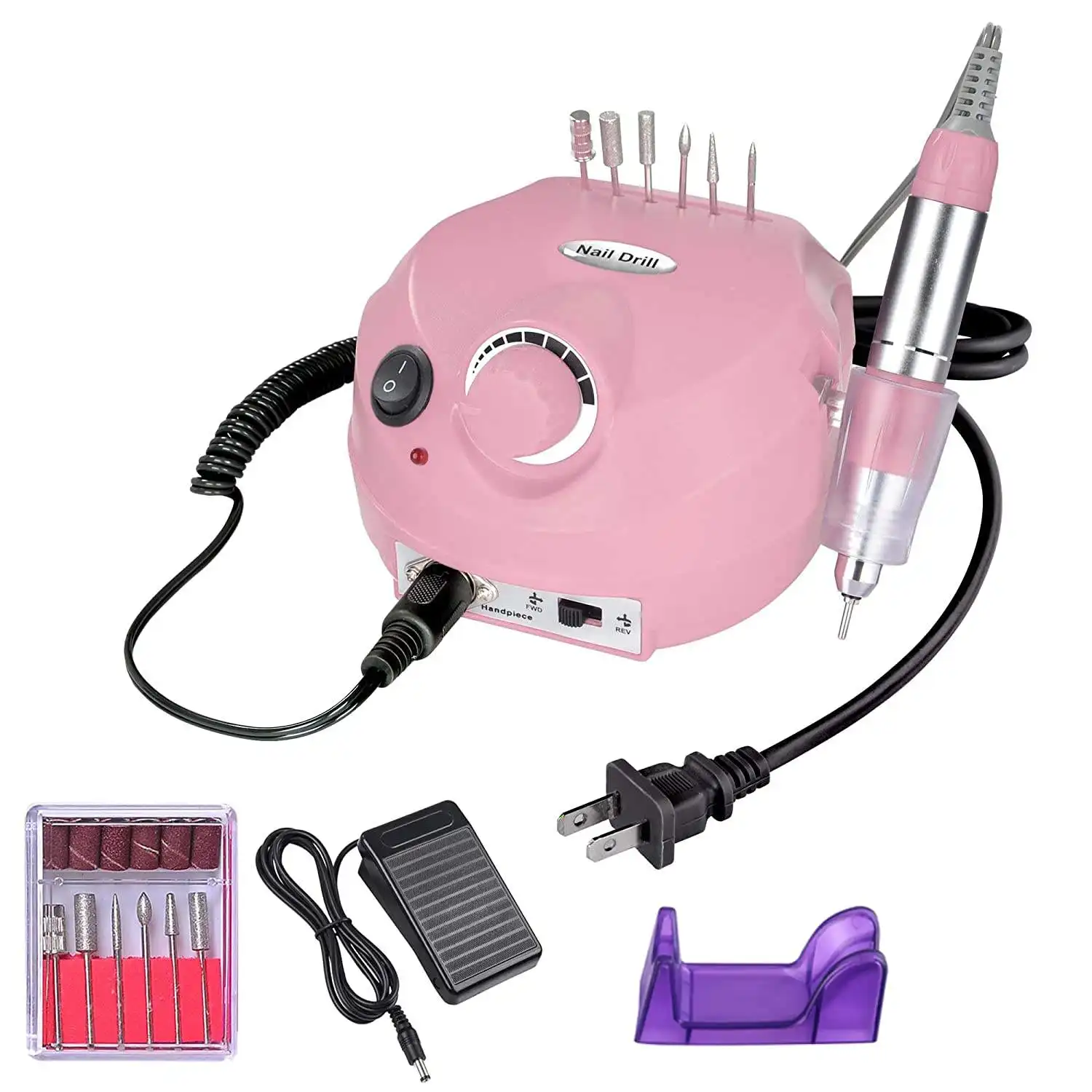 Electric Nail Drill Efile 30000rpm Professional Nail Drill Machine With Foot Pedal Ideal For Nail Salon Pink