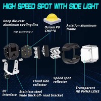 Nuevo diseño, luz de trabajo LED ámbar/blanca de 4 pulgadas, luz de conducción de tirador lateral, accesorios de coche, luz Led para Jeep