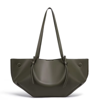 Sac fourre-tout plissé grande capacité pour femme, sac à bandoulière en cuir souple, sac à main décontracté pour le travail et le bureau, sac aile de chandelle, vente en gros