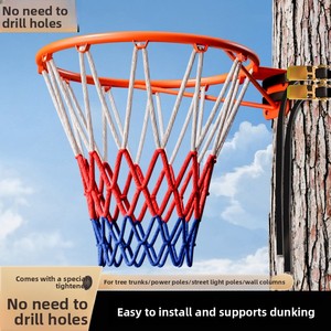 Panier de <span class=keywords><strong>basket</strong></span> mural portable d'extérieur pour la maison, sans perçage, pour adultes et enfants, avec filet standard et utilisation sur tronc d'arbre - Product Image 1