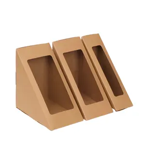 กล่องแซนวิชกระดาษไม้ไผ่เคลือบน้ำมีหน้าต่าง