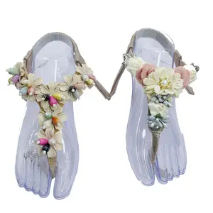 Semi-finished Bohemian Style Handmade Colorful Bead Flower Like PU Material For Women's Shoes Upper Material