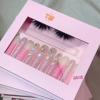 Faux ongles longs de luxe en acrylique faits à la main, 10 pièces, échantillon personnalisé, vente en gros