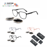Lunettes de vue carrées classiques pour hommes, monture optique, logo personnalisé, vente en gros, lunettes de soleil polarisées magnétiques à clip pour hommes et femmes, usage quotidien en extérieur