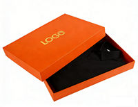 Boîte cadeau rigide noire de luxe personnalisée en gros avec couvercle pour vêtements, t-shirts, sous-vêtements, chaussettes, emballages en papier