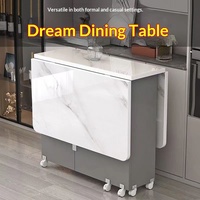 Table à manger rectangulaire pliable multifonctionnelle populaire avec plateau en verre, mobilier de salle à manger moderne et minimaliste