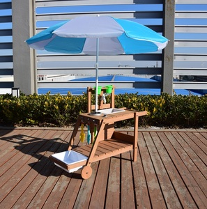 Juego de cocina de madera maciza para jugar en el patio trasero con fregadero, almacenamiento y sombrilla desmontable, regalo para niños - Product Image 4