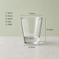 Verre à shot transparent en verre de 55 ml pour bougie chauffe-plat, vente en gros pour décoration de mariage et de table à domicile