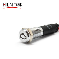 Luz indicadora LED plana FILN de 8 mm para tablero de instrumentos, roja, amarilla, blanca, azul, verde, 12 V, con cable de 20 cm y símbolo