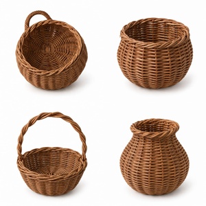 Panier de transport en rotin naturel tressé avec poignée courbée pour rangement de salle de bain, pique-nique, collection de fleurs et décoration intérieure - Product Image 2
