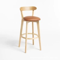 Tabouret de bar nordique en bois massif avec dossier, chaise haute pour îlot de cuisine, usage commercial dans les cafés et salons de thé