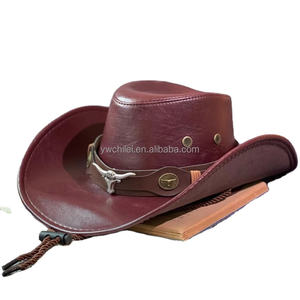 Cappello da Cowboy <span class=keywords><strong>Western</strong></span> in Pelle per Uomo e Donna Stile USA - Product Image 4
