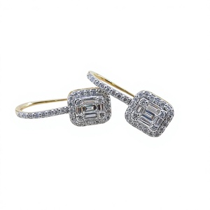 925 Sterling Silver Rhodium Plated Round Cut Natural <b>Diamond</b> Ladies Drop <b>Dangle</b> <b>Earrings</b> Womens 1.53 Ct Trendy Wedding Jewelry - Product Image 1
