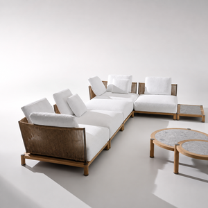 Juego de Sofás de Exterior con Estructura de Madera de Teca de Lujo para Patio, Jardín, Hotel, Terraza, Sala de Estar, Ocio, <span class=keywords><strong>Muebles</strong></span> de Exterior - Product Image 4
