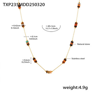 Ensemble <span class=keywords><strong>collier</strong></span> et bracelet en pierres naturelles faites à la main pour femmes, bijoux minimalistes en <span class=keywords><strong>acier</strong></span> <span class=keywords><strong>inoxydable</strong></span>, vente en gros - Product Image 5