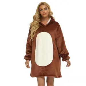 Bedsure giyilebilir battaniye kadın erkek çocuklar için kazak derin cep ve elastik polar kapşonlu büyük boy Hoodie battaniye