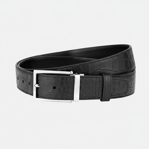 Ceinture en cuir fendue noir foncé pour hommes, sans boucle, à cliquet automatique avec votre propre Logo, 35mm, nouveau, - Product Image 1