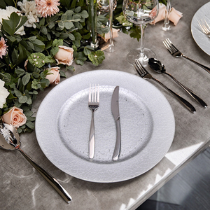 Assiettes de présentation or/argent personnalisées de luxe 33cm acrylique ou verre paramètres de table décoratifs assiette en plastique de mariage - Product Image 2