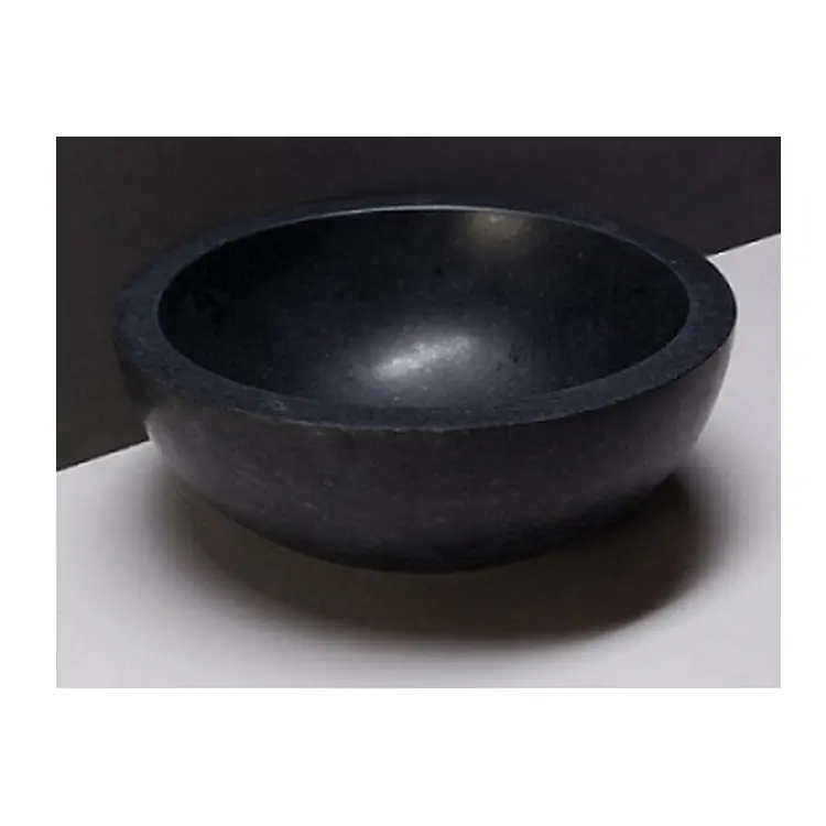 Professional manufacture Stone Wash Basin Round Shape Black Vessel Sink Natural Bath Small Stone Bowl Sinks Bathroom