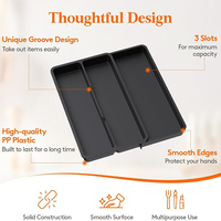 Organisateur de tiroir à ustensiles plateau de cuisson extensible pour tiroir de cuisine 3 compartiments porte-couverts réglable