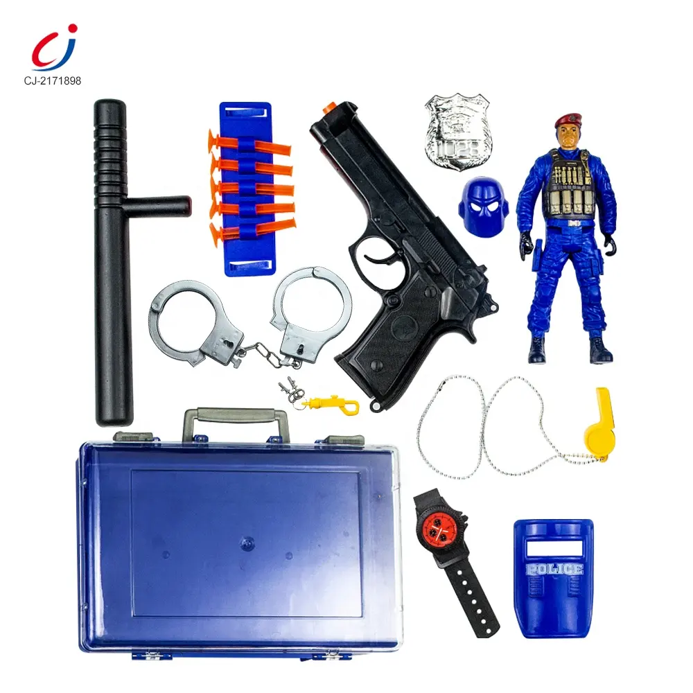 Chengji kids pretend play police early educational role playing policeman game 17 pcs police toy set for kids