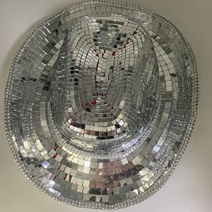 Chapeau de cowboy <span class=keywords><strong>disco</strong></span> miroir argenté étincelant pour femmes le plus populaire - Product Image 4