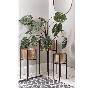 Maceta decorativa de la mejor calidad para el hogar y el jardín, juego de dos macetas de jardín con acabado dorado, uso de centro comercial - Product Image 4