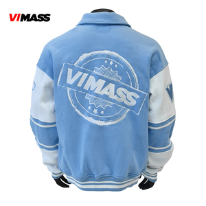 Veste de baseball tendance pour <span class=keywords><strong>homme</strong></span>, bleu, surdimensionnée, coupe ample, style streetwear, vêtement de tous les jours, tendance, vente chaude, personnalisable - Product Image 3