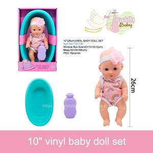 Encantadora <span class=keywords><strong>muñeca</strong></span> de ojos abiertos de vinilo completo de 10 pulgadas con <span class=keywords><strong>bañera</strong></span>, botella o rana <span class=keywords><strong>para</strong></span> niños, juego de baño de simulación - Product Image 2