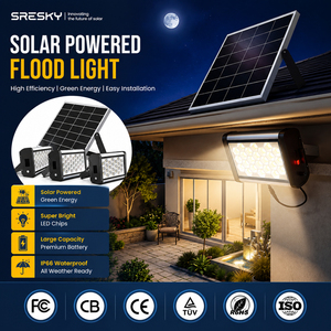 ไฟสปอร์ตไลท์โซลาร์เซลล์ SRESKY IP66 กันน้ำกลางแจ้ง แบตเตอรี่ LiFePO4 สีขาว ไฟสปอร์ตไลท์โซลาร์เซลล์ 60w สำหรับภายนอกอาคาร - Product Image 1